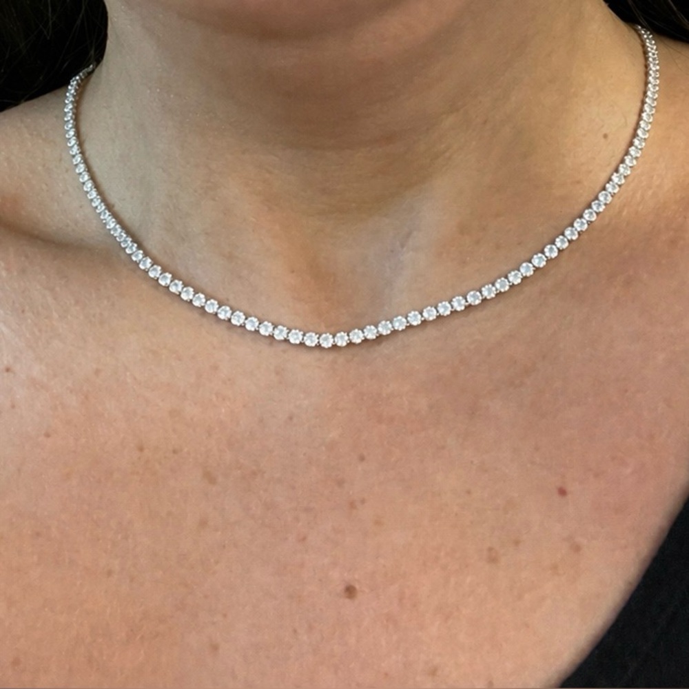 Sterling  Silver Tennis Necklace for Women 17”
